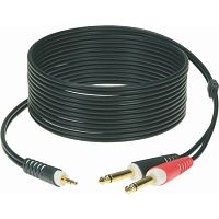 Klotz AY5-0300 коммутационный кабель миниJack 3,5 стерео/2 х Jack 6,3 моно 3 м черный, разъем KLOTZ