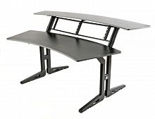 QUIK LOK Z630 BK 2-х уровневый рабочий стол с деревянным покрытием и 2 рэковыми крепежами по 4 прибора, чёрный