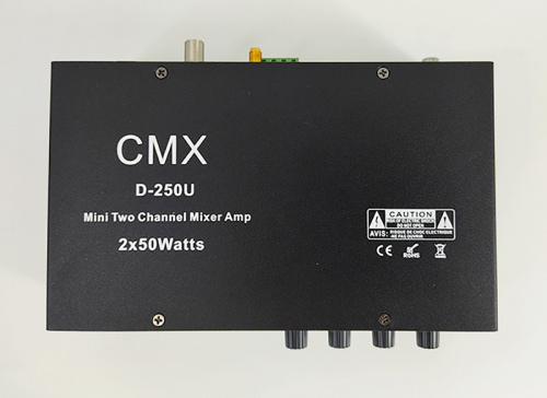 CMX Audio D250U Микшер усилитель двухканальный, RMS 2*50ватт, встроенный Mp3 плеер USB и SD, FM тюнер Bluetooth, 3 Mic, 2 Aux, фото 2