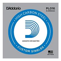 D'ADDARIO PL016 Single Plain Steel 016 одиночная струна