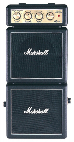 MARSHALL MS-4 MICRO STACK усилитель гитарный транзисторный, микростек (неразборный), 1 Вт, питание от батарей и адаптера (приобретается отдельно), чер