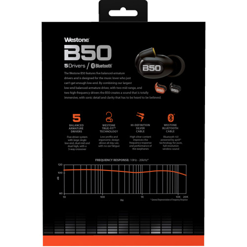 WESTONE B50 BT cable Вставные наушники с Bluetooth кабелем. 5 балансных арматурных драйверов, частотный диапазон 10 Гц - 20 кГц, чувствительность 118  фото 9