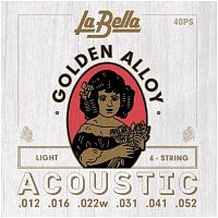 LA BELLA 40PS Golden Alloy 80/20 Light 12-52 струны для акустической гитары