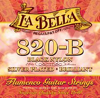 La Bella 820B Струны для классической гитары " Flamenco", черный нейлон, 3,4,5,6 с серебряной обмо