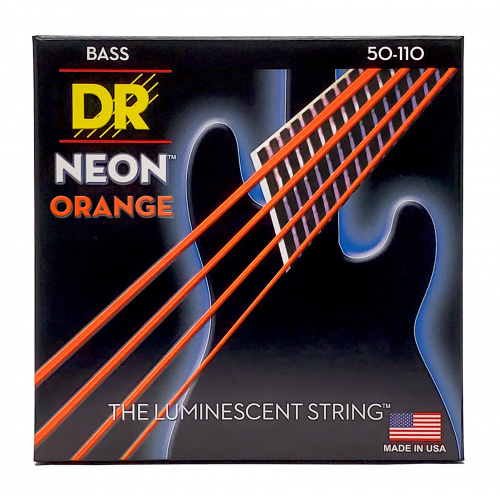 DR NOB-50 HI-DEF NEON струны для 4-струнной бас гитары с люминесцентным покрытием оранжевые 50 -