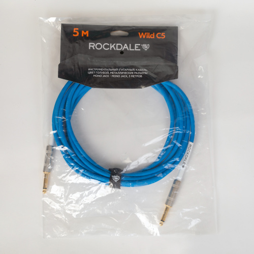 ROCKDALE Wild C5 инструментальный (гитарный) кабель, цвет голубой, металлические разъемы mono jack - mono jack, 5 метров фото 7