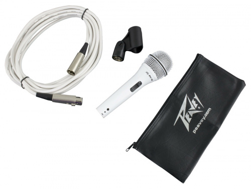 Peavey PVi 2W XLR MIC Комплект: микрофон динамический кардиоидный вокальный белого цвета, кабель XLR-XLR 6м, крепление с адаптер фото 2