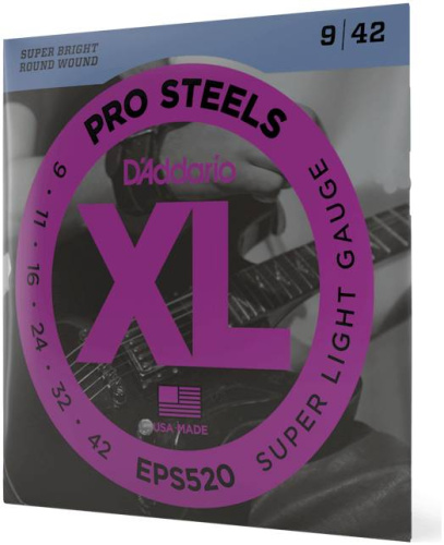 D'Addario EPS520 струны для электрогитары, ProSteels,Super Light, 9-42