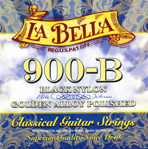 La Bella 900B Струны для классической гитары "Elite", черный нейлон, 3,4,5,6 бронзовая полированна