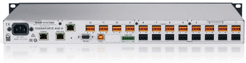 Biamp TesiraFORTE AVB VI. Цифровая аудиоплатформа. 12 входов, 8 выходов, 8 каналов через USB, эхоподавление (AEC), протокол AVB, VoIP-интерфейсOLED ди фото 2