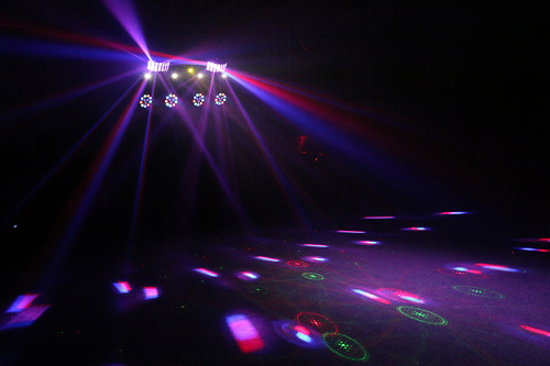 Led Star Party bar Pro Комплект светового оборудования, 4 прибора: 2 дерби, 4 PAR, лазер красный/зеленый, строб, ПДУ, ножной контролер, стойка. фото 6