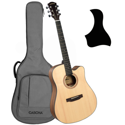 CASCHA CGA300 Performer Series акустическая гитара, топ массив ели, корпус орех, цвет натуральный, чехол в комплекте фото 2
