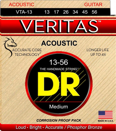 DR VTA-13 серия Veritas для акустической гитары с технологией Coated Core, Medium (13-56)