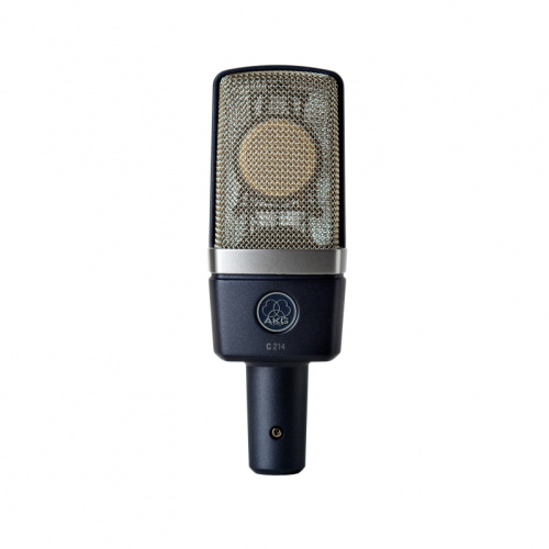AKG C214 конденсаторный микрофон с 1" мембраной. Диаграмма кардиоида. В комплекте: H85 держатель антивибрационный, W214 ветрозащита, кейс жесткий
