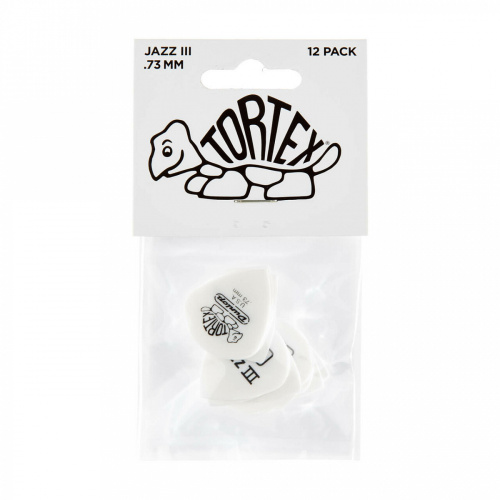 Dunlop Tortex White Jazz III 478P073 12Pack медиаторы, толщина 0.73 мм, 12 шт. фото 4