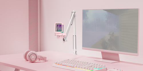 Maono DGM20S (pink), конденсаторный USB микрофон, пантограф, 24bit 48kHz, RGB подсветка,поп-фильтр фото 15