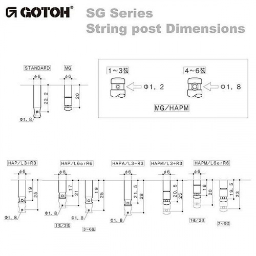 Gotoh SG381-HAPM-07-CK-(L6) колки локовые, автозажим, регулируемые, 6 в ряд, черный хром, schaller фото 5