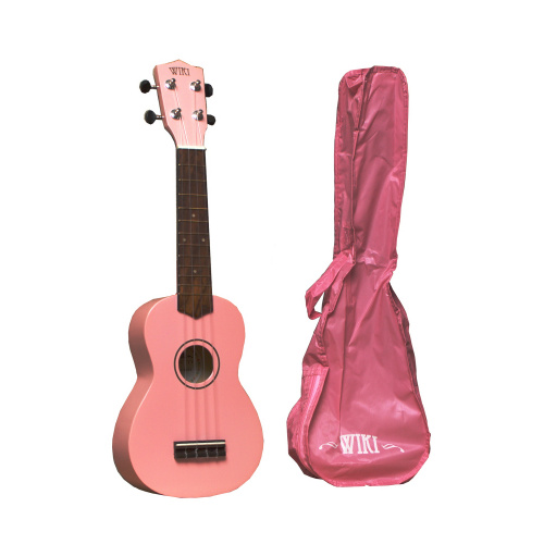 WIKI UK10G PK гитара укулеле сопрано, клен, цвет розовый глянец, чехол в комплекте фото 2