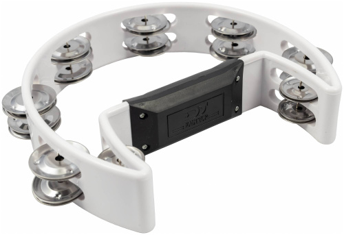 EASTTOP DF102 WHITE Пластиковый тамбурин "Полукруг", 8 пар сдвоенных джинглов, цвет белый фото 3