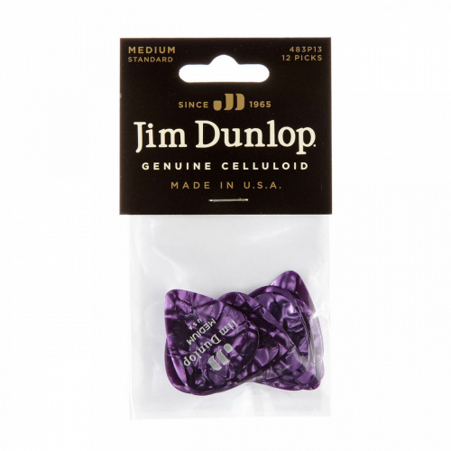 Dunlop Celluloid Purple Pearloid Medium 483P13MD 12Pack медиаторы, средние, 12 шт. фото 4