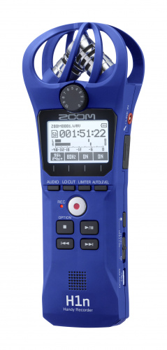 Zoom H1n/L портативный стереофонический рекордер со встроенными XY микрофонами 90°, цвет синий фото 2