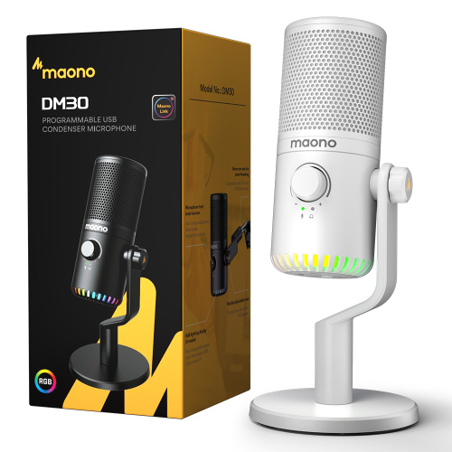 Maono DM30 (white), конденсаторный USB микрофон, 24bit 48kHz, ПО Maono Link, в комплек фото 5
