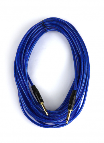 AuraSonics J63J63-10TBU гитарный кабель Jack TS 6.3мм Jack TS 6.3мм 10м, прозрачный синий фото 2