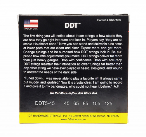 DR DDT5-45 DDT струны для 5-струнной бас-гитары пониженный строй нержавеющая сталь 45 125 фото 2
