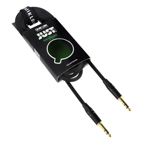 Quik Lok JUST JS 1 готовый инструментальный кабель серии Just, 1 метр, металлические прямые разъемы Stereo Jack черного цвета фото 2
