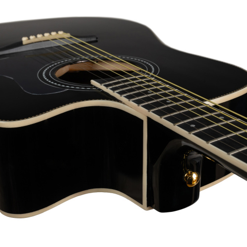ROCKDALE Aurora D7 C BK Gloss Акустическая гитара Форма корпуса Dreadnought с вырезом. Цвет черный. Глянцевое покрытие. Верхняя дека из ели. Нижняя де фото 5