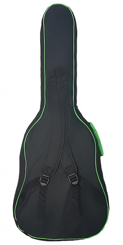 BaggZ AB-41-7GR Чехол для акустической гитары, 41", защитное уплотнение 10мм 600D, цвет черный, зеленая окантовка фото 3