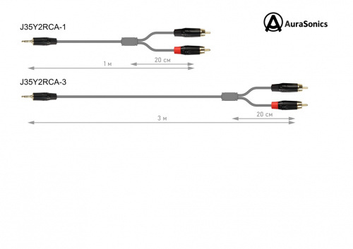 AuraSonics J35Y2RCA-1 Y-кабель jack 3.5 — 2 x RCA, 1м фото 2
