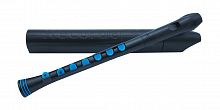 NUVO Recorder+ Black/Blue with hard case блок-флейта сопрано, строй С, немецкая система, накладка на клапана, материал АБС пластик, цвет чёрный/голубо