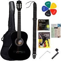 TERRIS TC-038 BK Starter Pack набор начинающего гитариста: классическая гитара черного цвета и ком