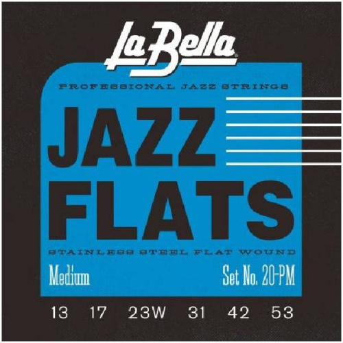 LA BELLA 20PM Medium (013-053) плоская обм-нержав. сталь, серия Flat Wound Stainless