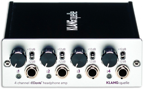 KLANG X-KG-QUELLE Компактный стерео предусилитель для 4 наушников (6,3 Jack stereo). Сеть Dante (A