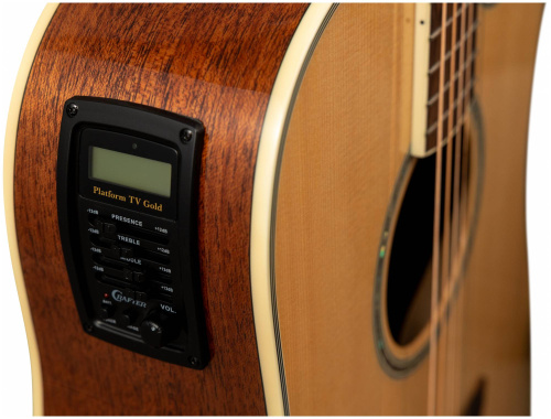 CRAFTER DE-8/NC + Чехол электроакустическая гитара Дредноут SolidTop ель, натурал, корпус-красно фото 5