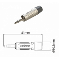 ROXTONE RMJ3PS-NN Разъем 3,5 мм, стерео с резиновым держателем под кабель, цвет: серебро