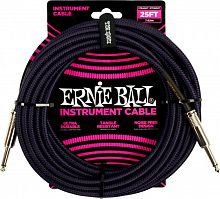ERNIE BALL 6397 кабель инструментальный, прямой/угловой джеки, 7,62м, фиолетовый/черный