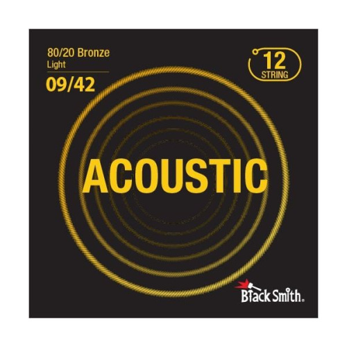 BlackSmith 80/20 Bronze Light 9/42 12 String струны для 12-стр акуст гитары, 10-47, 80/20 бронза