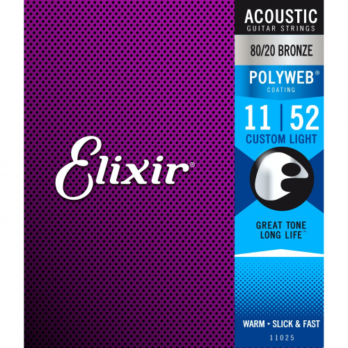 Elixir 11025 PolyWeb струны для акустич. гитары Custom Light 11-52 бронза 80/20