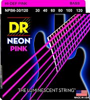 DR NPB6-30/120 HI-DEF NEON струны для 6-струнной бас гитары с люминесцентным покрытием розовые