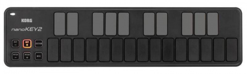 KORG NANOKEY2-BK портативный USB-MIDI-контроллер, 25 чувствительных к нажатию клавиш, кнопки изменения высоты тона, модуляции, сустейна и транспониров фото 3