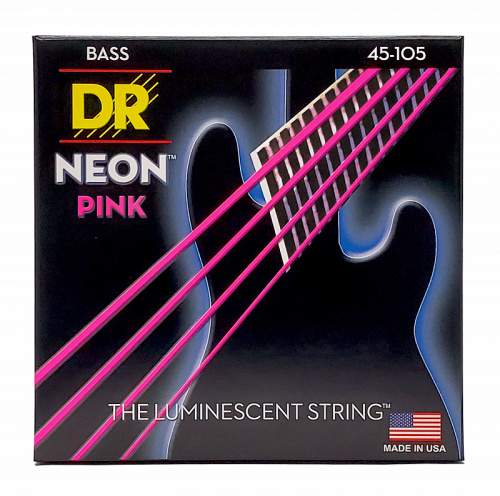 DR NPB-45 HI-DEF NEON струны для 4-струнной бас гитары с люминисцентным покрытием розовые 45 1