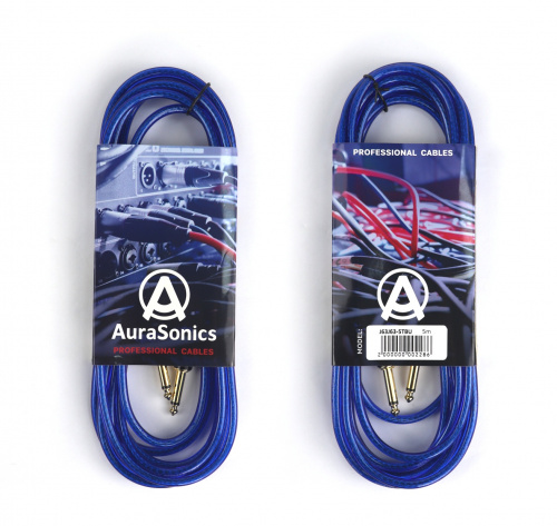 AuraSonics J63J63-5TBU гитарный кабель Jack TS 6.3мм Jack TS 6.3мм 5м, прозрачный синий