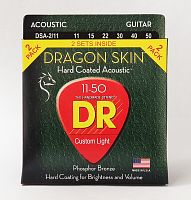 DR DSA-2/11 DRAGON SKIN струны для акустической гитары 11 50 (два комплекта)
