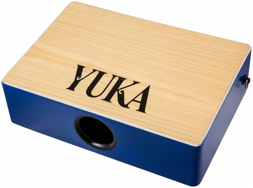 YUKA LT-CAJ1-WTBL тревел-кахон, фиксированный подструнник, тапа белый тик, корпус синий, ремень фото 3