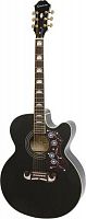EPIPHONE EJ-200CE BLACK GLD гитара электроакустическая со стальными струнами, джамбо, цвет черный, фурнитура золотистого цвета, корпус клен, верхняя д