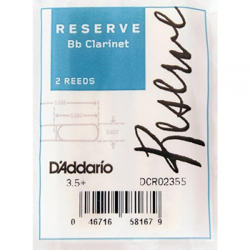 D'Addario DCR02355 трости для кларнета Bb, RESERVE (3 1/2+), 2шт. в пачке
