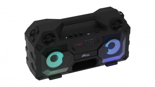 RITMIX SP-690B black 36 Вт (18 Вт * 2), TWS, Bluetooth: 5.0, 70 Гц - 20 КГц, FM-радио, AUX, USB, microSD (MP3, WAV, WMA, FLAC, APE), микрофонный вход  фото 7